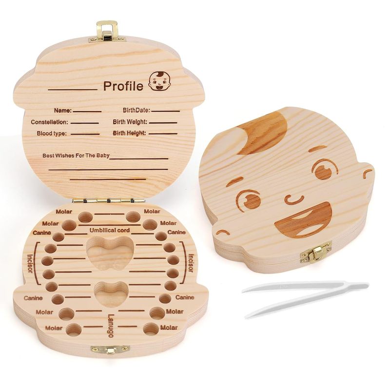 Wooden Tooth Box for Kids Baby