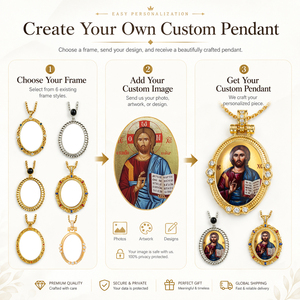 Ciondolo Ovale in Madreperla con Stampa Personalizzata di Icone, Regalo Ortodosso Greco di San Costantino e Santa Elenora, in Ottone Placcato Oro 18K con Zirconi, Forniture per Chiesa - Product Image 5