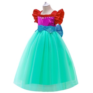 Disfraz de Sirena <span class=keywords><strong>Ariel</strong></span> para Halloween, Vestido de Fiesta con Mangas Abullonadas para Niñas, Elegante Vestido de Tul con Flores para Cumpleaños, Vestido de Princesa - Product Image 2