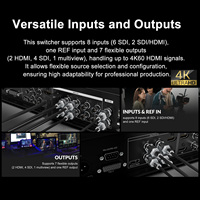 AVMATRIX SHARK S8X Commutateur vidéo professionnel 8 canaux SDI 4K HDMI avec multi-vue, diffusion en direct, enregistrement et contrôle PTZ