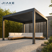 Pergola Jiake 6063-T5 avec toit à lames motorisé et étanche pour aménagement paysager de cour, jardin, patio, pavillon, projet extérieur
