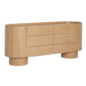 Mesita de Noche Nórdica de Lujo con 2 Cajones, Mesitas de Noche Ovaladas de Madera Italiana para Dormitorio - Product Image 5