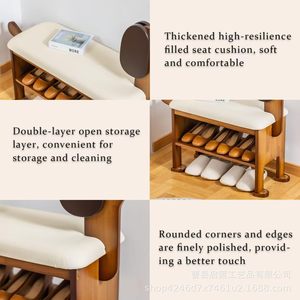 Creative Solid Wood Puppy Shaped Shoe <b>Stool</b> Double Layer <b>Storage</b> Home Use Sofa Bench - Product Image 3