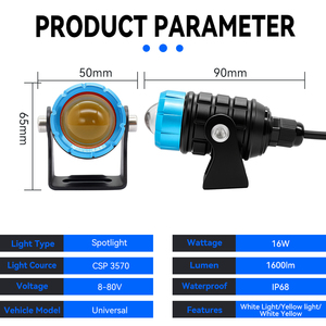 Fari per Camion LELANPU, Fendinebbia U1, Proiettore Laser LED per Moto, Fari da Lavoro a 1 Lente per Yamaha R15 V4 <span class=keywords><strong>V</strong></span> <span class=keywords><strong>Rod</strong></span> <span class=keywords><strong>Harley</strong></span> <span class=keywords><strong>Davidson</strong></span> - Product Image 2