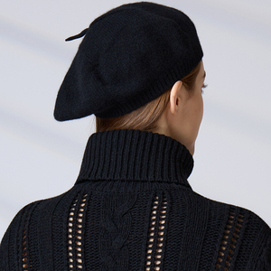 Boina Francesa de Cachemira 100% Tejida a Mano, Gorro de Invierno para Mujer, con Borde Acanalado, Color Sólido, de Lujo y Suave - Product Image 6
