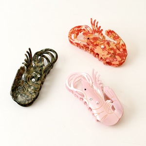 Shes Wholesale Fermagli per capelli a pinza in acetato di gamberi con dettagli dorati, perle e strass, stile vintage hawaiano, per <span class=keywords><strong>donna</strong></span>, personalizzabili OEM - Product Image 3