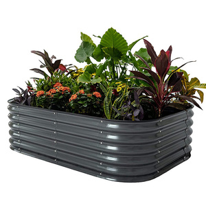 Dropship 11" 4N1 Steel <b>Raised</b> Garden Beds Large Outdoor <b>Planter</b> with Galvanized Finish Modern Minimalist for Home Herbs Gardens - Product Image 1
