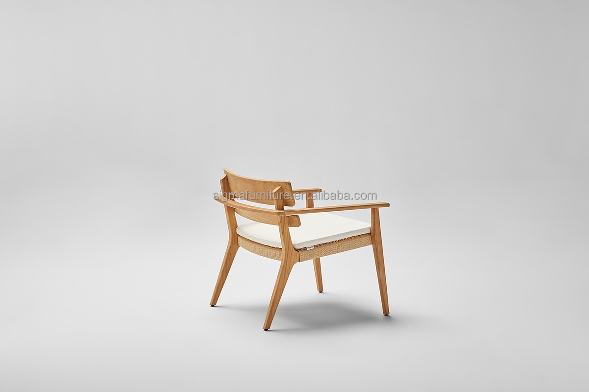 New Arrival Outdoor Living Furniture Natural Teak Solid Wood Small Lounge Chair Armchair Cheap Chair