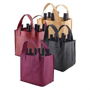 Logo personnalisé Livraison à emporter 6 bouteilles de vin Sac fourre-tout réutilisable en polyester non tissé Sac à provisions - Product Image 5