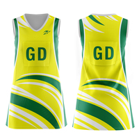 Individuell Bedruckte Sublimations-Netballkleider in Gelb Großhandel Schnelltrocknender Stoff Blanko Damen-Netballuniform-Kleider