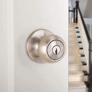 Kamar Tidur Kamar Mandi Privasi Kunci Pintu Set Removable Latch Plate Satin Nikel Finish SS Logam Putaran Bola <span class=keywords><strong>DoorKnob</strong></span> Handle <span class=keywords><strong>Lock</strong></span> - Product Image 5