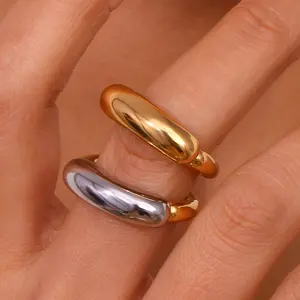 PVD Gold Plated Stainless Steel Ring Tarnish free Jewelry Statement Rings Jewelry Making Supplies