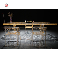 TT Factory vente en gros table de bureau en acrylique de direction intégrée de qualité supérieure 24k en poudre d'or luxe haut de gamme OEM personnalisé