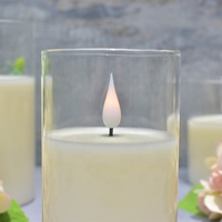 Jeux de bougies LED puces USB, nouvel ensemble de bougies en verre, mèche en 3D, sans flamme