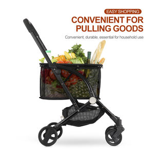 Carrito de compras de supermercado de cuatro ruedas de aluminio ligero, cochecito plegable para mascotas con carrito tipo cesta para exteriores - Product Image 3