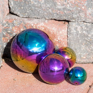 Arcobaleno in acciaio inox sfera <span class=keywords><strong>giardino</strong></span> guardando in acciaio inox sfera vuota - Product Image 2