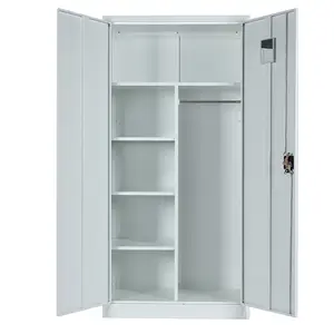 Commerical furniture Outside metal KD Storage cabinets two door steel wardrobe locker with shelves