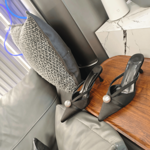 Zapatos de Tacón Jimmy para Mujer, con Adornos de Perlas de Imitación, Punta Puntiaguda, Elegantes, sin Talón, para Bodas y Eventos Nocturnos - Product Image 5