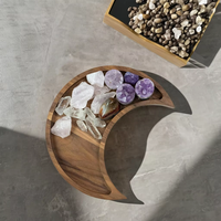 Moon Tray Crystal Holder plateaux en bois décoration croissant de lune décor plateau décoratif