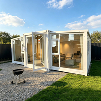 Casa Prefabricada Moderna de 20 Pies, Casas Prefabricadas Modulares Expandibles, Casa Contenedor con Gran Ventana Francesa de Vidrio para Acampar