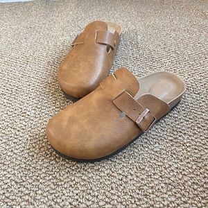Mules pour femmes en cuir véritable à boucle sur l'embout, style plateforme, grande taille, pour le commerce transfrontalier, collection Printemps 2026 - Product Image 5
