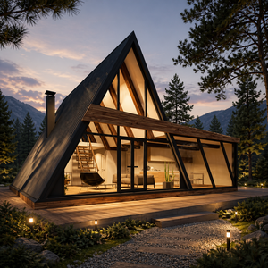<span class=keywords><strong>Chalet</strong></span> triangulaire à deux étages <span class=keywords><strong>en</strong></span> forme de A avec un balcon charmant, villa de luxe à double étage avec terrasses pour maison préfabriquée triangulaire - Product Image 3