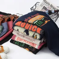 Hip Hop Printed Logo 100% Cotton Fleece Sweatshirt Custom Cartoon Cut And Sew Crew Neck Sweatshirts