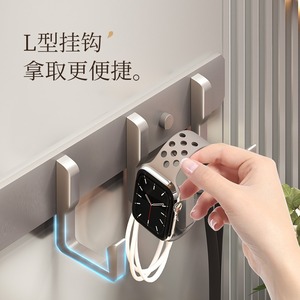 Gunmetal Grey 5 <b>Hook</b> <b>Wall</b> Mounted Robe <b>Hooks</b> No Drilling Required Space Aluminum Minimalist Design Bathroom Door Rack - Product Image 2