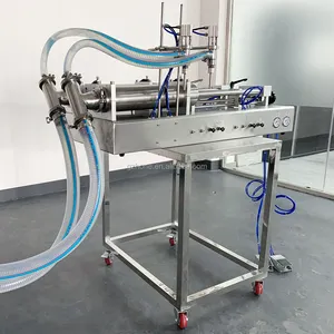 Llenadora de jabón detergente de doble cabezal semiautomática Hone, máquina de llenado de líquido de botella de aceite de motor neumático de 5 litros con Pedal