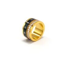 Unisex Drehbarer Spinner-Ring mit Eingelegtem Zirkon und Römischen Ziffern aus Edelstahl, Modischer Alltags-Fingerschmuck