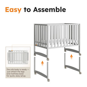 Lit pliant en bois pour enfants de 0 à 3 ans avec roulettes 101x65cm pour chambre d'enfant et chambre d'hôtel 2-en-1 Lit pliant en pin massif - Product Image 5