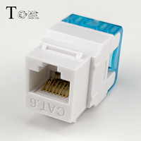 TOM-KJ-45 CAT5E/CAT6/CAT6A UTP Keystone Jack Tipe Punch Down, 180 Derajat UTP RJ45 Jack Keystone untuk Panel Patch dan Faceplate