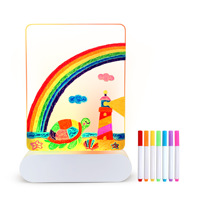 Tableau de dessin LED créatif et coloré avec stylos acryliques effaçables et support lumineux, tableau de notes unisexe pour étudiants