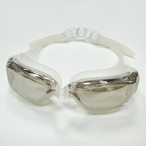 Professionelle Schwimmbrille für Erwachsene mit UV400 Blau-Weiß Gehärteten Gläsern Silberbeschichtung Antibeschlag Surf-Ohrstöpsel Box-Design - Product Image 4