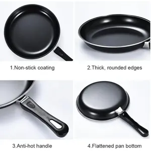 フライパン調理器具セットアルミノンスティックブラックカラーフライパンソフトタッチハンドル - Product Image 4