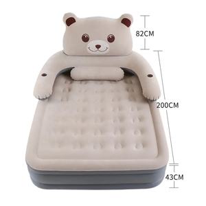 Colchón Cama de Aire Inflable para Dormir de Dos Plazas con Respaldo Diseño de Oso de Dibujos Animados para Dormitorio y Hogar - Product Image 6