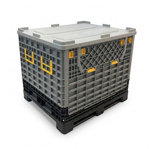 Contenitore Pieghevole per Pallet con Coperchio in HDPE 1200x1000, Scatola Sigillata Collassabile per Elettronica e Dispositivi Medici - Product Image 1