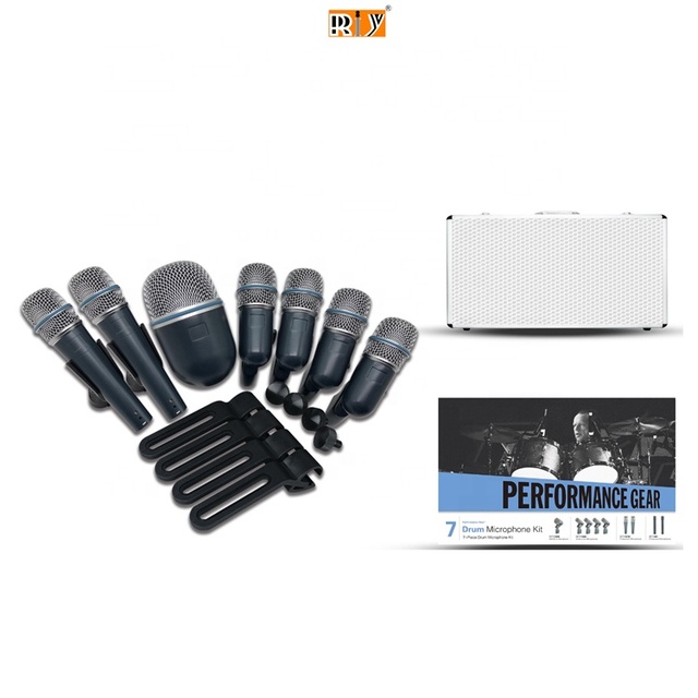 BETADMK7 Professional 7 Piece Drum Kit Instrument Microphone Mic for Bass Amp Snare Drum Microphone Set