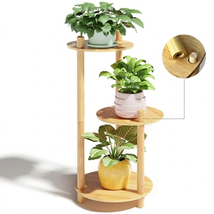 Mensola per piante in bambù multifunzione <span class=keywords><strong>a</strong></span> 3 livelli supporto per fiori ad angolo supporto per interni supporto per vasi da fiori supporto per piante - Product Image 1