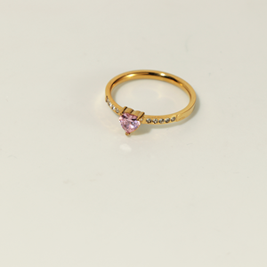 Heart Shape Cubic Zirconia Engagement <b>Ring</b> 18K Gold Plated Women's Romantic Style Jewelry - Product Image 2