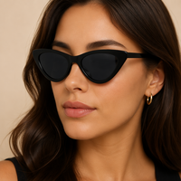 Lunettes de soleil unisexes œil de chat vintage de luxe, petites, en métal, effet miroir, protection UV400, légères, monture complète, multicolores, dorées, forme triangle ovale, magnifiques