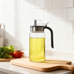 Bottiglia per Olio da Cucina Personalizzata, Dispenser <span class=keywords><strong>Antigoccia</strong></span> con Misurino in Vetro per Olio d'Oliva - Product Image 3