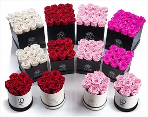 White cardboard paper wrapped sturdy reusable flowers in a box for mother's day packaging promotion