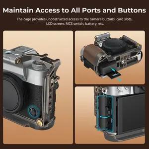 Pour Smallrig X-T50 Cage de caméra pour <span class=keywords><strong>Fujifilm</strong></span> X-T50 plaque de dégagement rapide trépied de Type Arca en alliage d'aluminium bois étui complet pour appareil photo - Product Image 5