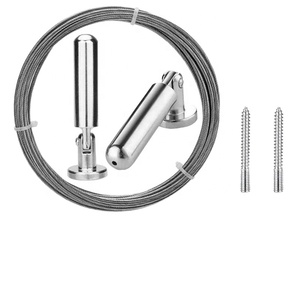 Ensemble de tringles à rideaux en acier inoxydable pour l'affichage d'œuvres d'art - Tringle à rideaux murale à tension pour <span class=keywords><strong>fenêtre</strong></span>, fil à linge suspendu - Product Image 3