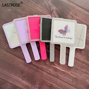 Wholesale Private logo Handheld Makeup <b>Mirror</b> With Rhinestone Diamond Private Label Single Side Cosmetic Hand <b>Mirror</b> - Product Image 2