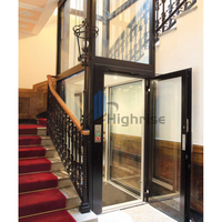 Ascenseur extérieur pour petite maison/villa à 3 étages, cabine en verre, hydraulique, pour usage commercial/résidentiel, 2 à 4 personnes