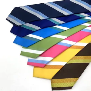 Cravate personnalisée de haute qualité en polyester de soie italienne à rayures multiples Cravate en tissu tissé Corbatas Cravates pour hommes