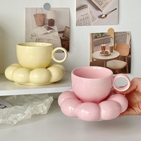 Nouvelles tasses à café et à thé écologiques et créatives en céramique avec glaçage perlé, personnalisables, en forme de nuage, avec soucoupes