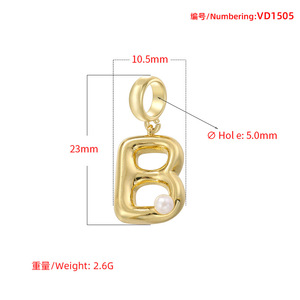 Elegante Colgante Hipoalergénico de Burbuja con Letra Inglesa (26 Letras) y Perla, Accesorios para Joyería DIY - Product Image 4